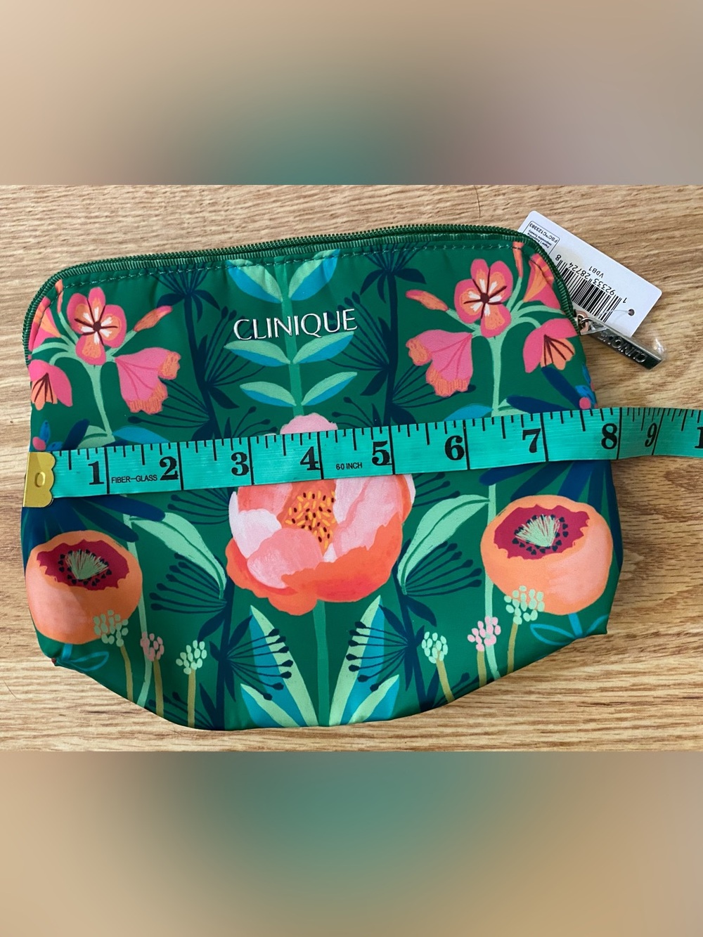 Clinique Pink Floral Tote with Green Floral Cosmetic Pouch NWT - Picture 5 of 13